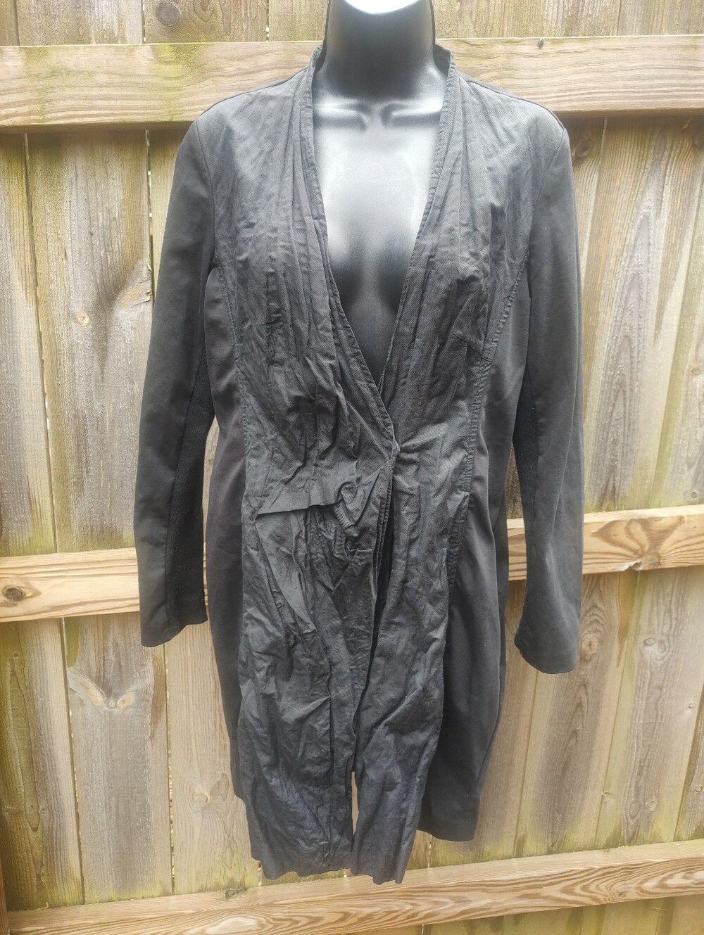 🏵️Stella Carakasi Black Pleated Mid Length Cotton Blend Coat Size Small Read